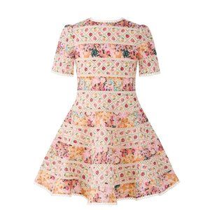 Marlo Kids - Lilah Floral Print Short Sleeve Mini Dress, Multicolors